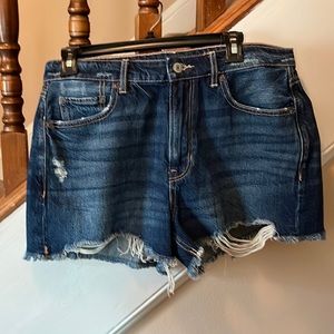 American Eagle Distressed Jean Dark Wash Shorts